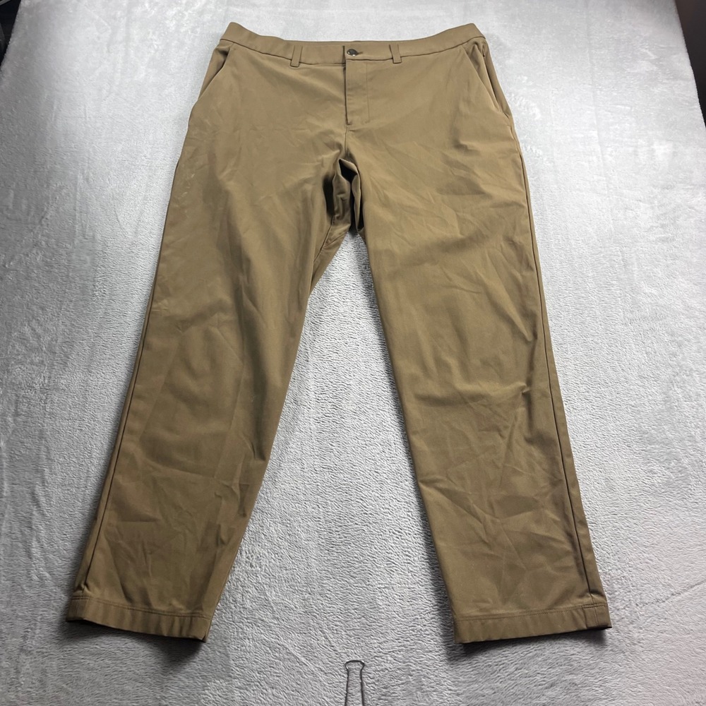Lululemon Mens Commission Pant‎ Slim 36 Khaki Olive Brown LM5AO5S.02 Trousers